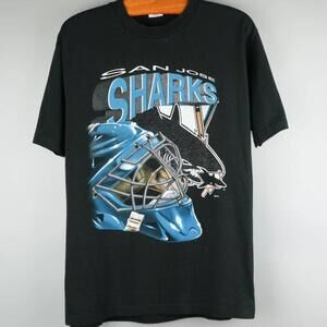 1990S San Jose Sharks T-Shirt Black Retro Tee